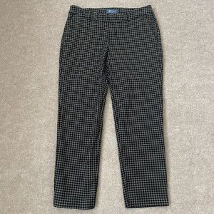 Old Navy Crop Pants Womens 2 Black White Plaid Harper Stretch Casual 24" Inseam